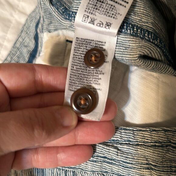 The North Face 4 Blue Larisen Stripe Button Outdoor Four Pocket Linen Shorts - Picture 11 of 12